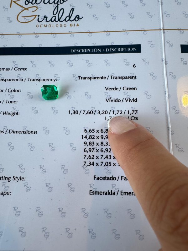 Emeraude Carrée 1.72cts Certifiée – Image 4